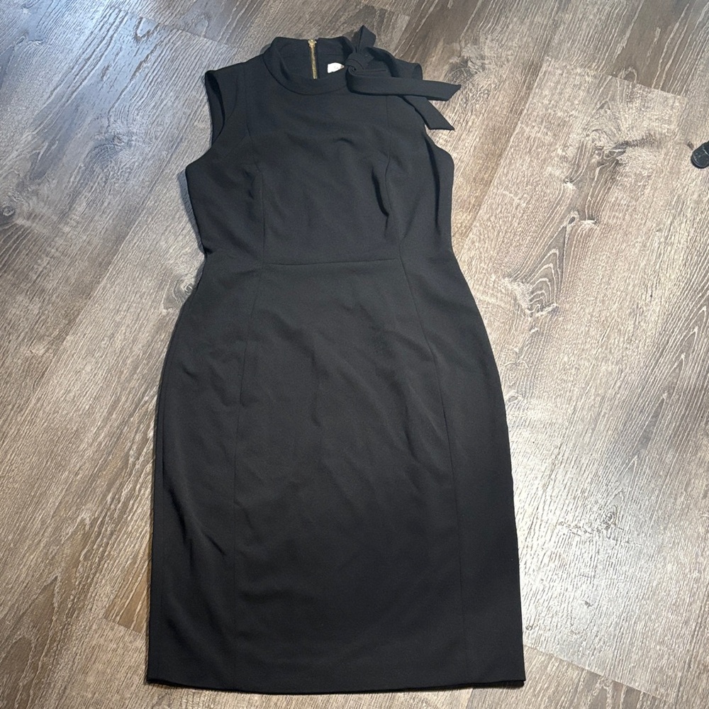 Calvin Klein Black Midi Dress with Bow Detail
